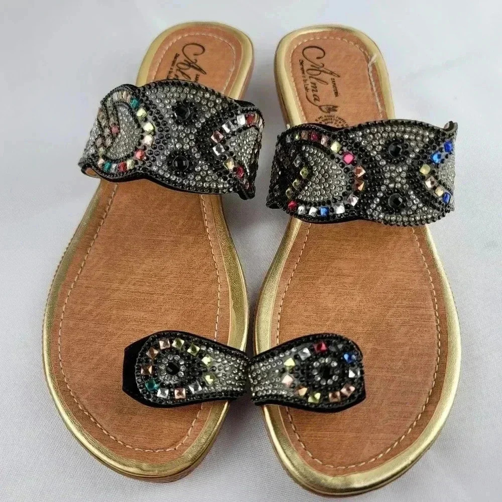 Embellished Toe-Ring Flat Sandals - Picture 3 of 5